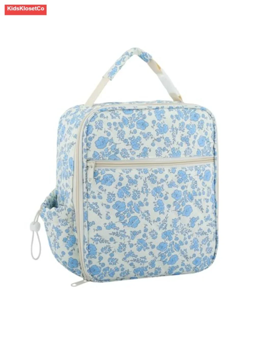 Cotton Quilted Insulated Lunch Box Tote with Floral Pattern
